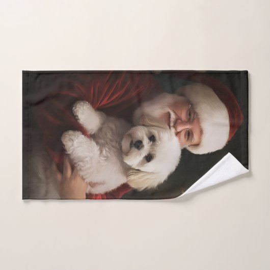 Bichon Frise met Sinterklaas Feestelijke Kerstmis Bad Handdoek (Handdoek)