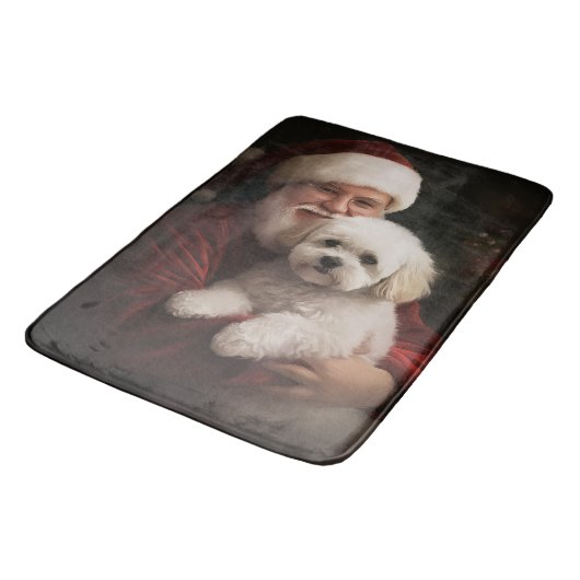Bichon Frise met Sinterklaas Feestelijke Kerstmis Badmat (Gekanteld)