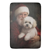 Bichon Frise met Sinterklaas Feestelijke Kerstmis Badmat (Voorkant Verticaal)