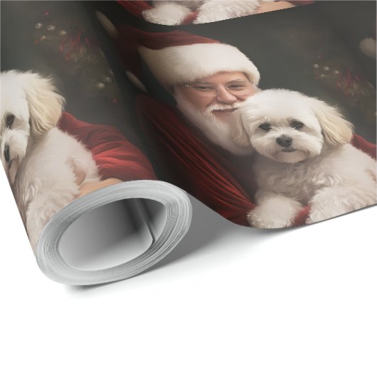 Bichon Frise met Sinterklaas Feestelijke Kerstmis Cadeaupapier (Rol Hoek)