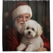 Bichon Frise met Sinterklaas Feestelijke Kerstmis Douchegordijn (Voorkant)