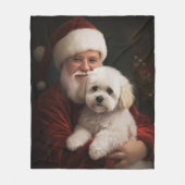 Bichon Frise met Sinterklaas Feestelijke Kerstmis Fleece Deken (Voorkant)