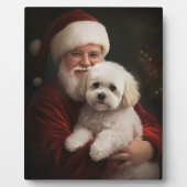 Bichon Frise met Sinterklaas Feestelijke Kerstmis Fotoplaat (Voorkant)