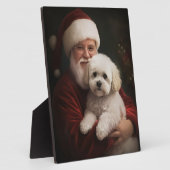 Bichon Frise met Sinterklaas Feestelijke Kerstmis Fotoplaat (Zijkant)