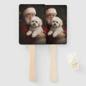 Bichon Frise met Sinterklaas Feestelijke Kerstmis Handwaaier (Voorkant en achterkant)