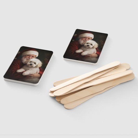 Bichon Frise met Sinterklaas Feestelijke Kerstmis Handwaaier (Niet-gemonteerd)