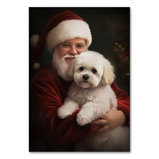 Bichon Frise met Sinterklaas Feestelijke Kerstmis Kaart (Voorkant)