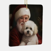Bichon Frise met Sinterklaas Feestelijke Kerstmis Keramisch Ornament (Rechts)