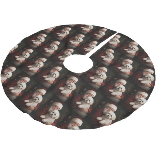 Bichon Frise met Sinterklaas Feestelijke Kerstmis Kerstboom Rok (Gekanteld)
