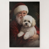 Bichon Frise met Sinterklaas Feestelijke Kerstmis Legpuzzel (Verticaal)