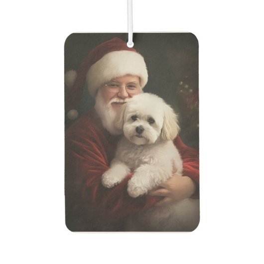 Bichon Frise met Sinterklaas Feestelijke Kerstmis Luchtverfrisser (Voorkant)