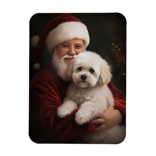 Bichon Frise met Sinterklaas Feestelijke Kerstmis Magneet (Verticaal)