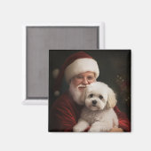 Bichon Frise met Sinterklaas Feestelijke Kerstmis Magneet (Voorkant / Achterkant)