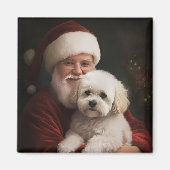 Bichon Frise met Sinterklaas Feestelijke Kerstmis Magneet (Voorkant)