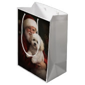 Bichon Frise met Sinterklaas Feestelijke Kerstmis Medium Cadeauzakje (Achterkant Gekanteld)