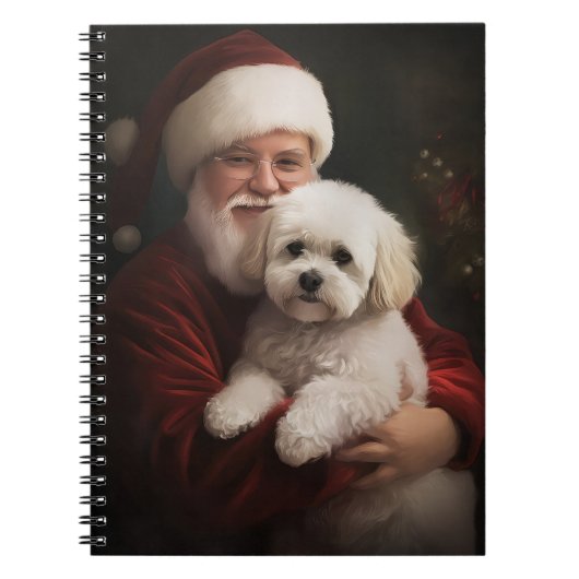 Bichon Frise met Sinterklaas Feestelijke Kerstmis Notitieboek (Voorkant)