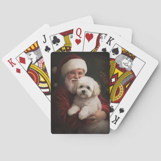Bichon Frise met Sinterklaas Feestelijke Kerstmis Pokerkaarten (Achterkant)
