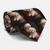 Bichon Frise met Sinterklaas Feestelijke Kerstmis Stropdas (Opgerold)