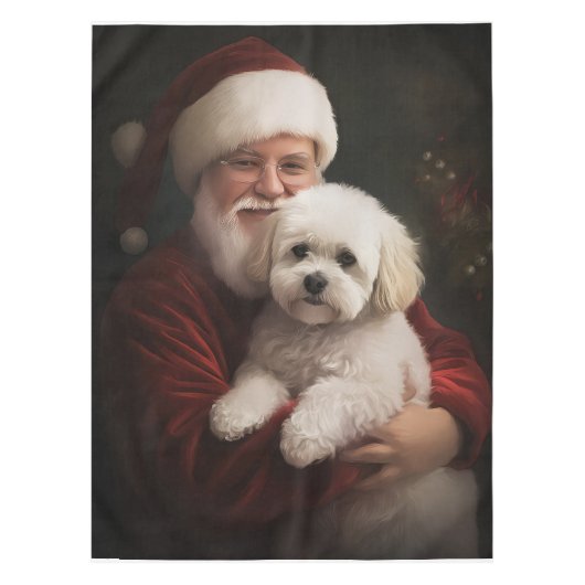 Bichon Frise met Sinterklaas Feestelijke Kerstmis Tafelkleed (Voorkant)