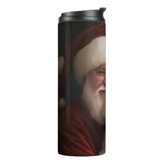 Bichon Frise met Sinterklaas Feestelijke Kerstmis Thermosbeker (Gedraaid links)