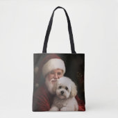 Bichon Frise met Sinterklaas Feestelijke Kerstmis Tote Bag (Voorkant)