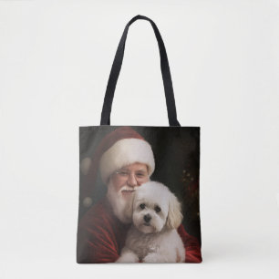 Bichon Frise met Sinterklaas Feestelijke Kerstmis Tote Bag
