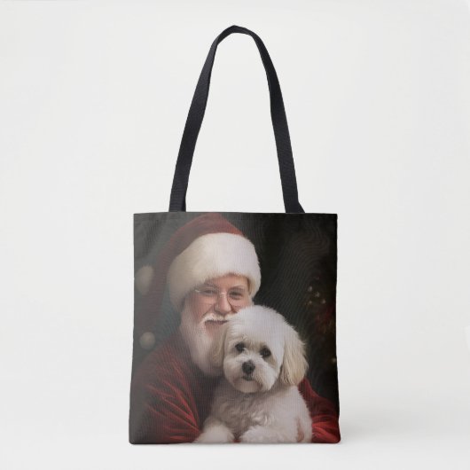 Bichon Frise met Sinterklaas Feestelijke Kerstmis Tote Bag (Voorkant)
