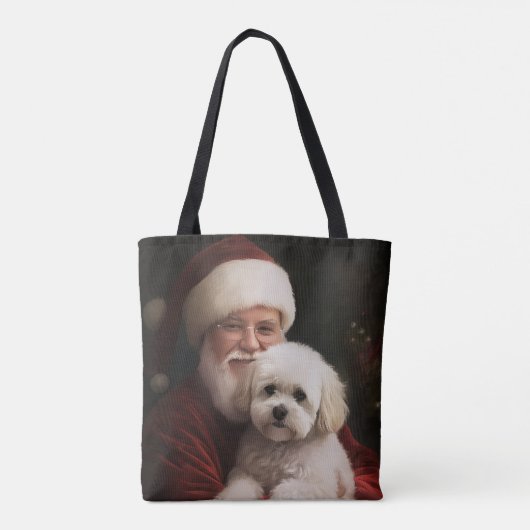 Bichon Frise met Sinterklaas Feestelijke Kerstmis Tote Bag (Achterkant)
