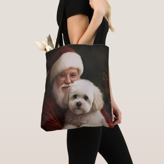 Bichon Frise met Sinterklaas Feestelijke Kerstmis Tote Bag (Dichtbij)