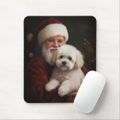 Bichon Frise met Sinterklaas Festive Kerstmis Muismat (Met muis)