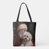 Bichon Frise met Sinterklaas Festive Kerstmis Tote Bag (Achterkant)