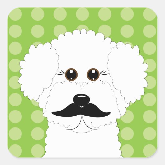 Bichon Frise met snor Vierkante Sticker (Voorkant)
