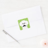 Bichon Frise met snor Vierkante Sticker (Envelop)