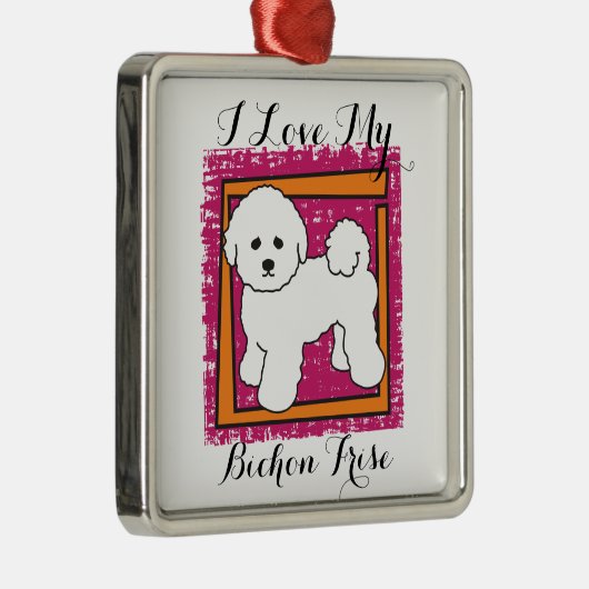 BICHON FRISE METALEN ORNAMENT (Rechts)