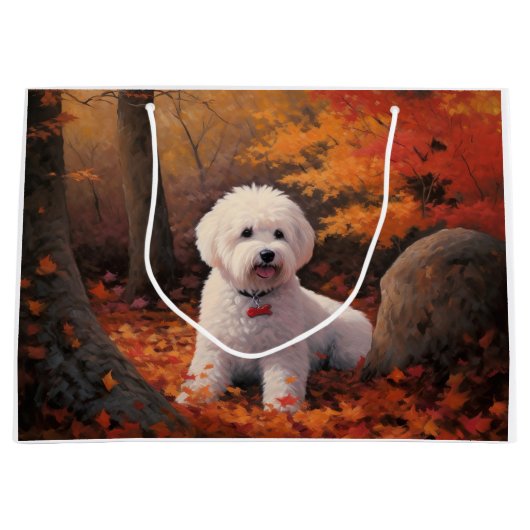 Bichon Frise n Autumn Leaves Herfst Inspire Groot Cadeauzakje (Voorkant)