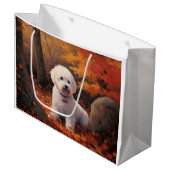 Bichon Frise n Autumn Leaves Herfst Inspire Groot Cadeauzakje (Voorkant Gekanteld)