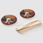 Bichon Frise n Autumn Leaves Herfst Inspire Handwaaier (Niet-gemonteerd)