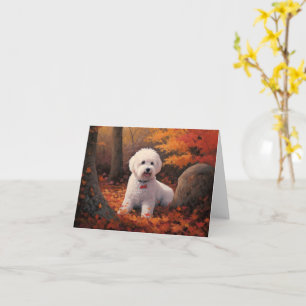 Bichon Frise n Autumn Leaves Herfst Inspire Kaart
