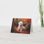 Bichon Frise n Autumn Leaves Herfst Inspire Kaart (Voorkant)