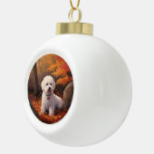 Bichon Frise n Autumn Leaves Herfst Inspire Keramische Bal Ornament (Rechts)