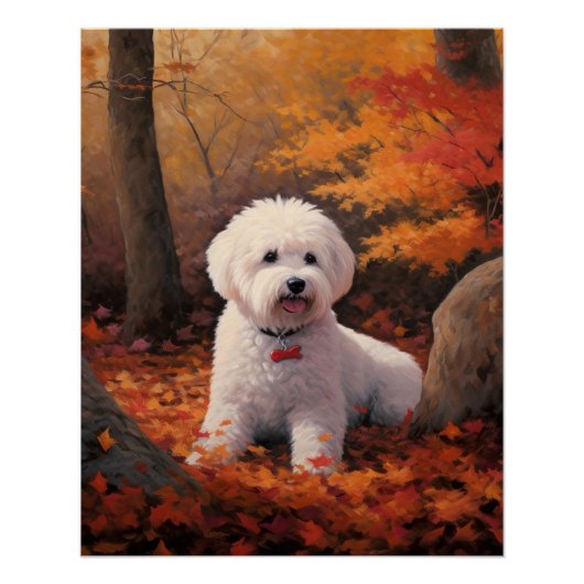 Bichon Frise n Autumn Leaves Herfst Inspire Perfect Poster (Voorkant)