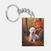 Bichon Frise n Autumn Leaves Herfst Inspire Sleutelhanger (Voorkant Links)