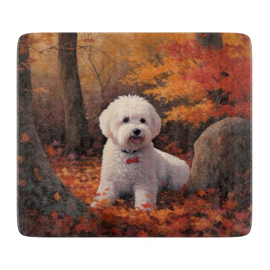 Bichon Frise n Autumn Leaves Herfst Inspire Snijplank (Voorkant)