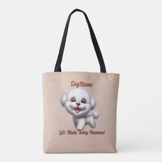 Bichon Frise - Naam hond toevoegen, tekst wijzigen Tote Bag (Achterkant)