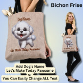 Bichon Frise - Naam hond toevoegen, tekst wijzigen Tote Bag