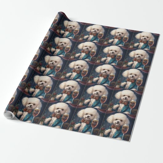Bichon Frise Nieuwjaar Cadeaupapier (Uitgerold)