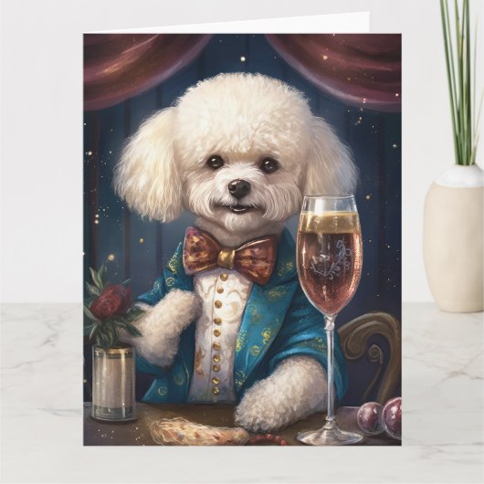 Bichon Frise Nieuwjaar Kaart (Voorkant)
