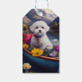 Bichon Frise op een peddel: Een Schilderachtig avo Cadeaulabel (Achterkant)