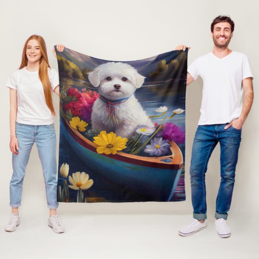 Bichon Frise op een peddel: Een Schilderachtig avo Fleece Deken (In situ)