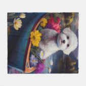 Bichon Frise op een peddel: Een Schilderachtig avo Fleece Deken (Voorkant (Horizontaal))